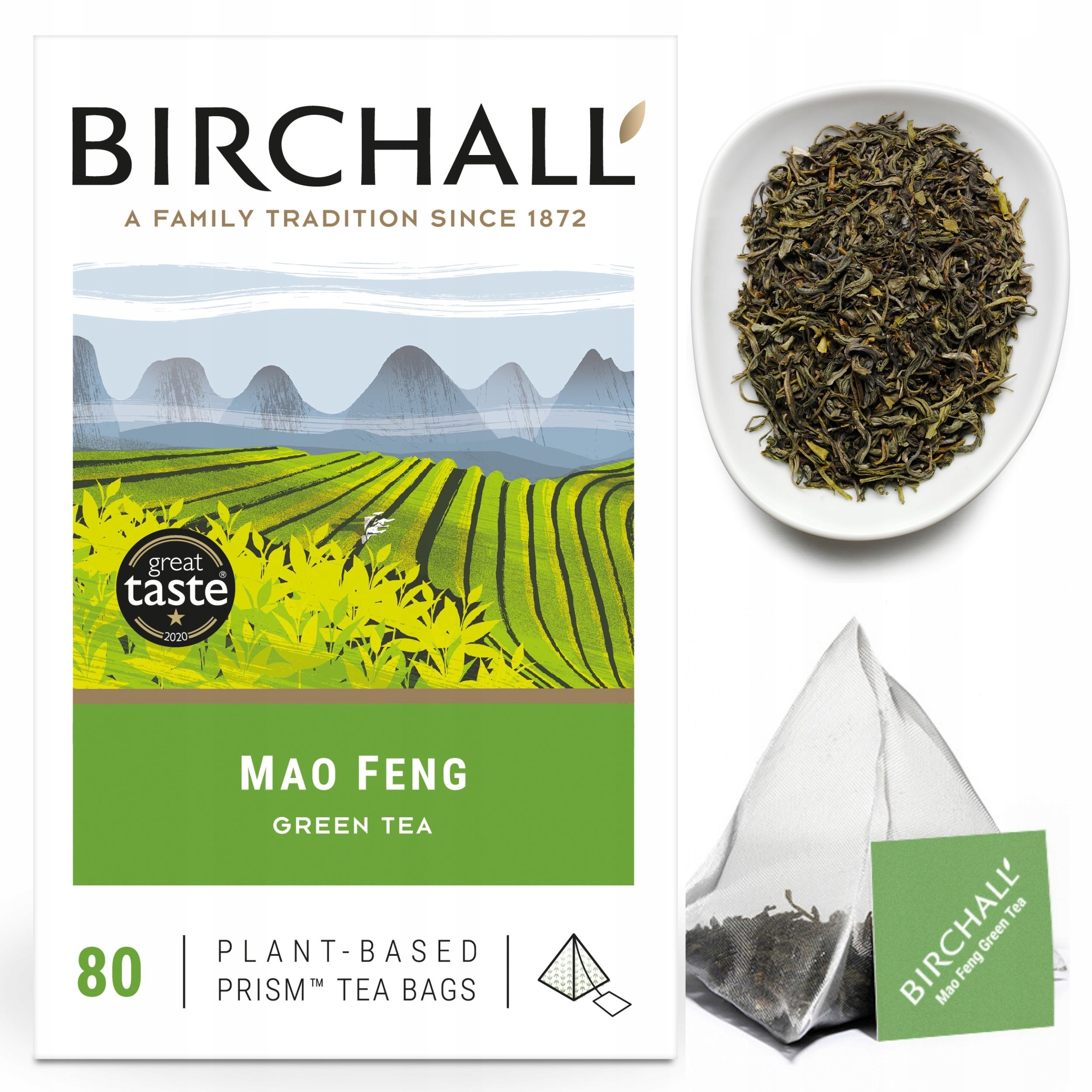 Levně Anglický Čaj Mao Feng Birchall 80 ks 200 g pyramidy Čínská