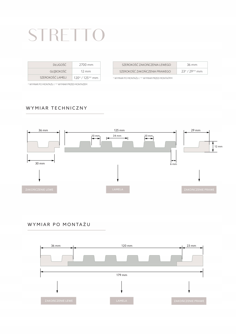 Lamelli Stretto L0101 panel ścienny 3D biały Grubość 12 mm