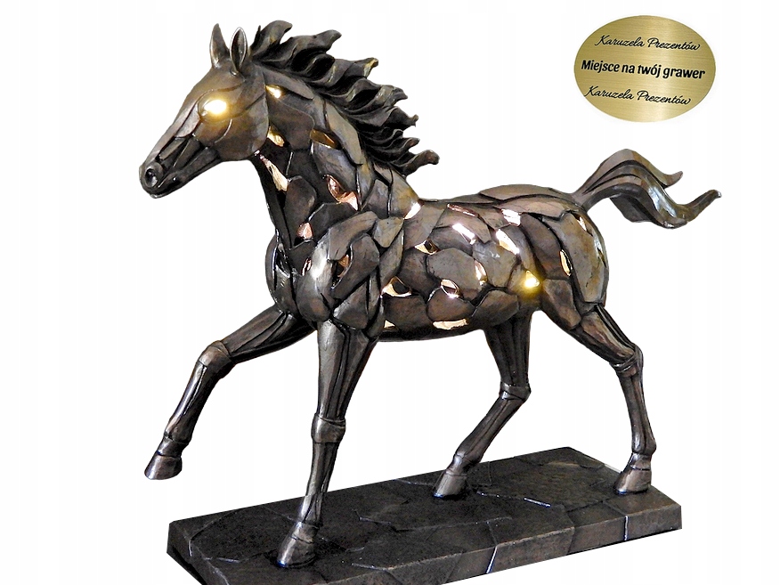 Kôň Žrebca V Galópe Figúrka Podsvietená Krásny Efekt Darček Pre Koňa