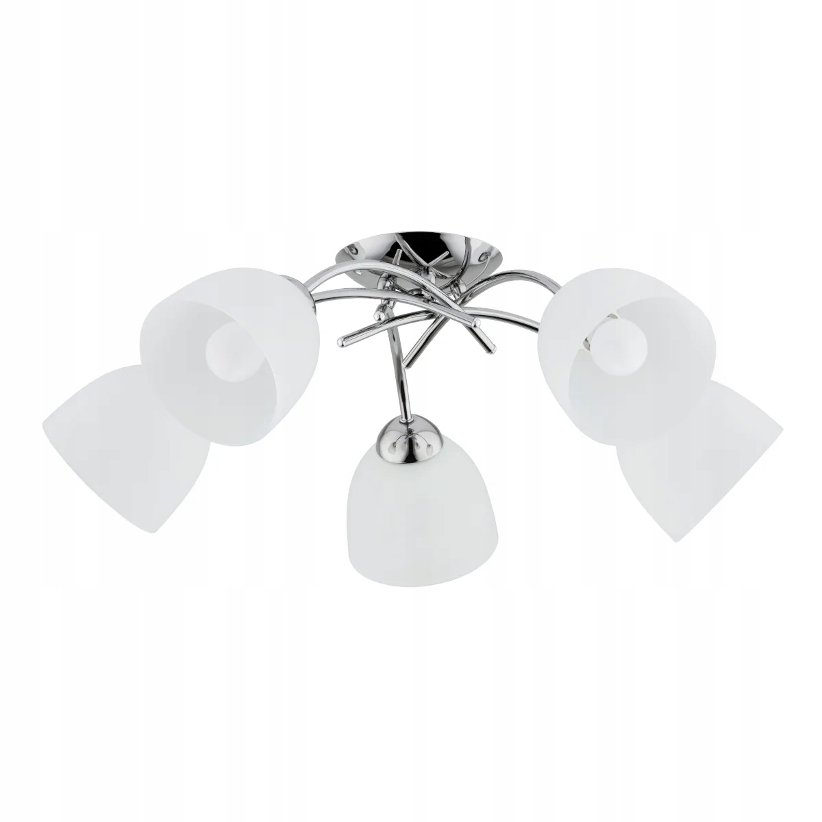 Stropná lampa chrómové sklenené biele tienidlá do predsiene 5xE27 Miraž Alfa