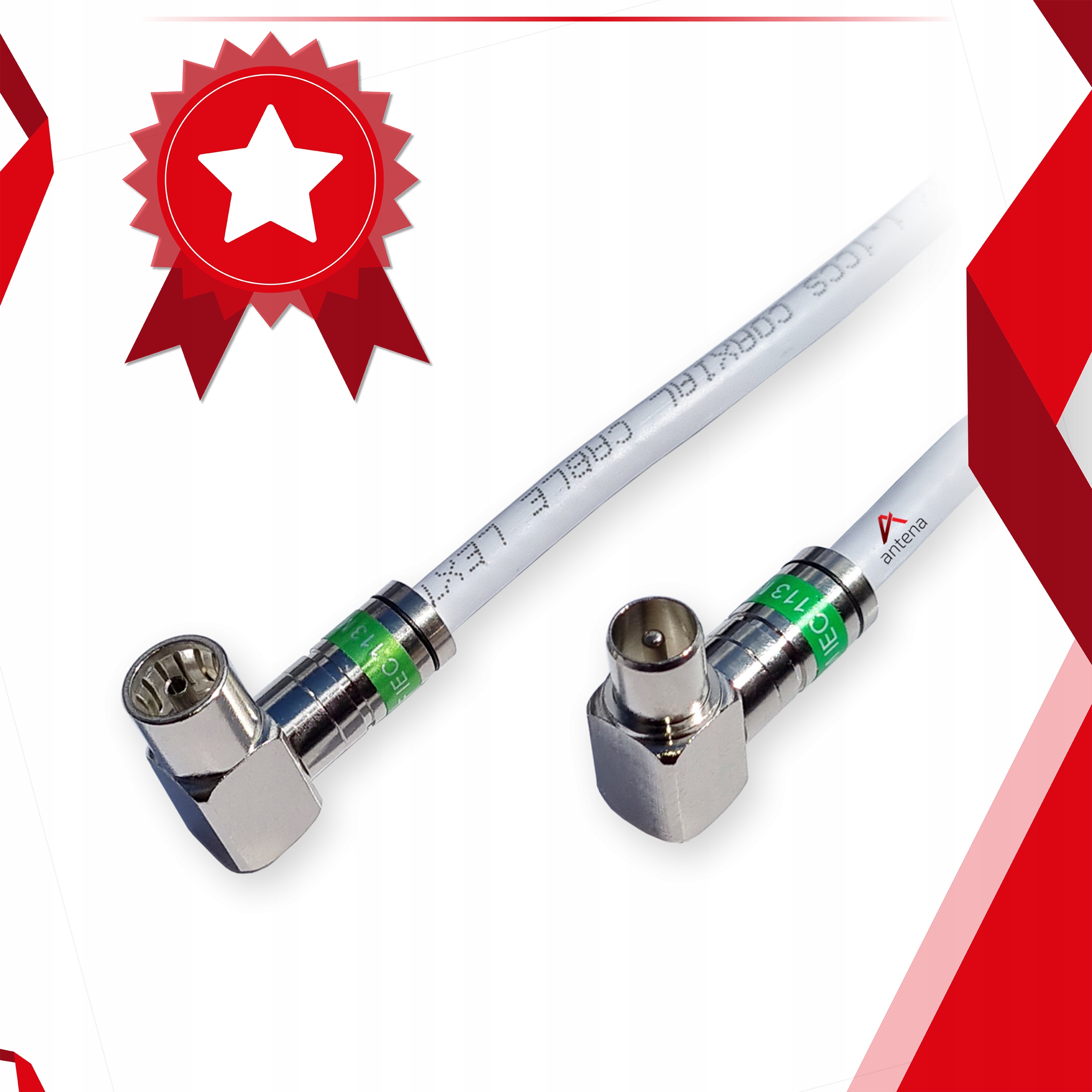 Kabel SAT TV Wtyk Kątowy i Gniazdo Kątowe 19M Stan opakowania oryginalne