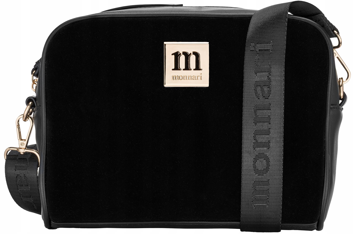 Monnari Torebka Damska Listonoszka Czarna Zamsz Regulowany Pasek Premium