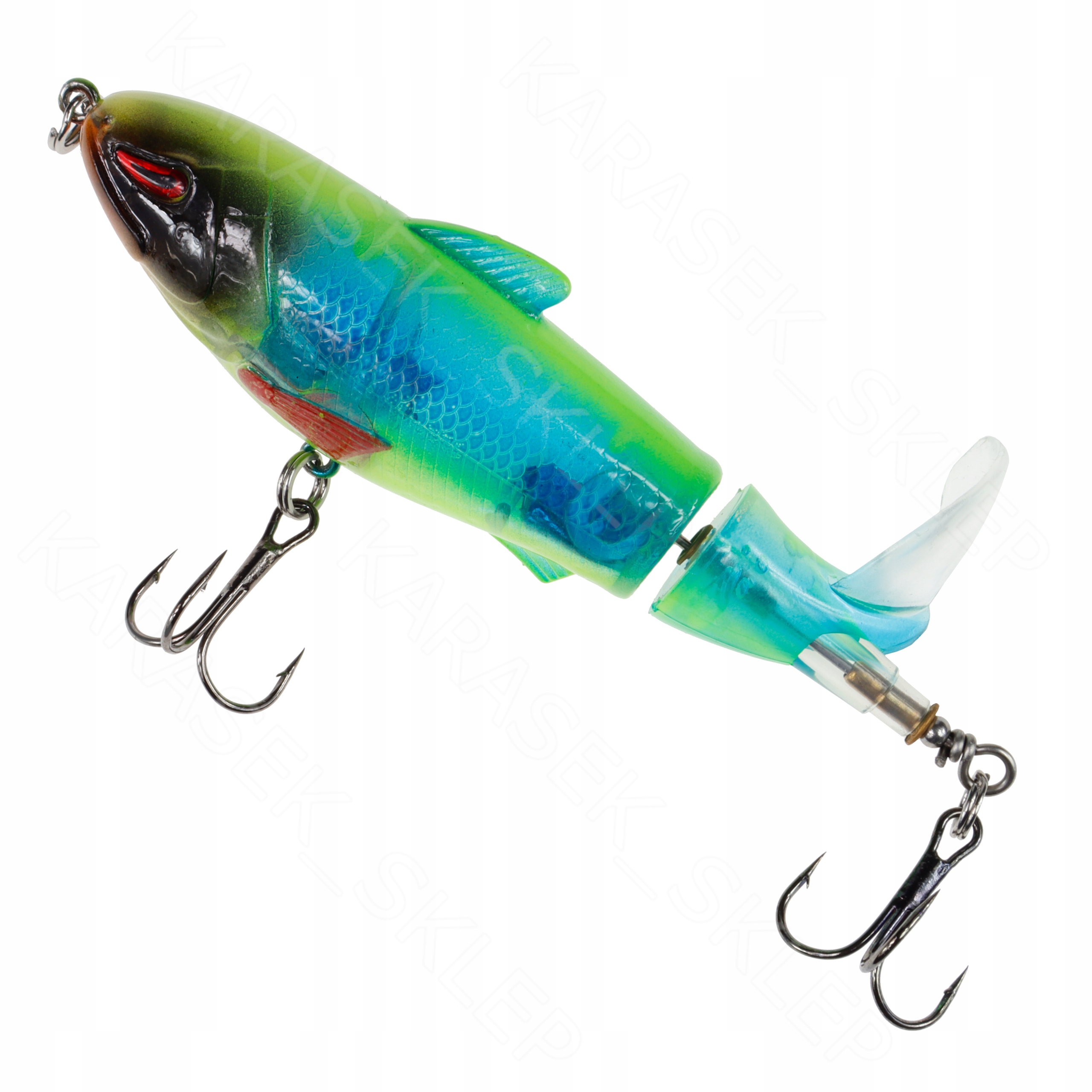 Wobler powierzchniowy z obrotową płetwą Popper Flopper szczupak sum boleń