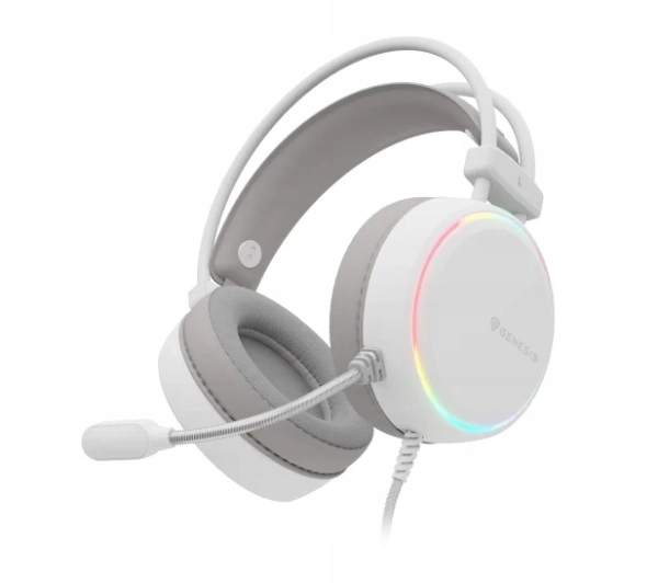 Słuchawki przewodowe z mikrofonem Genesis Neon 613 G2 Rgb Nauszne Białe