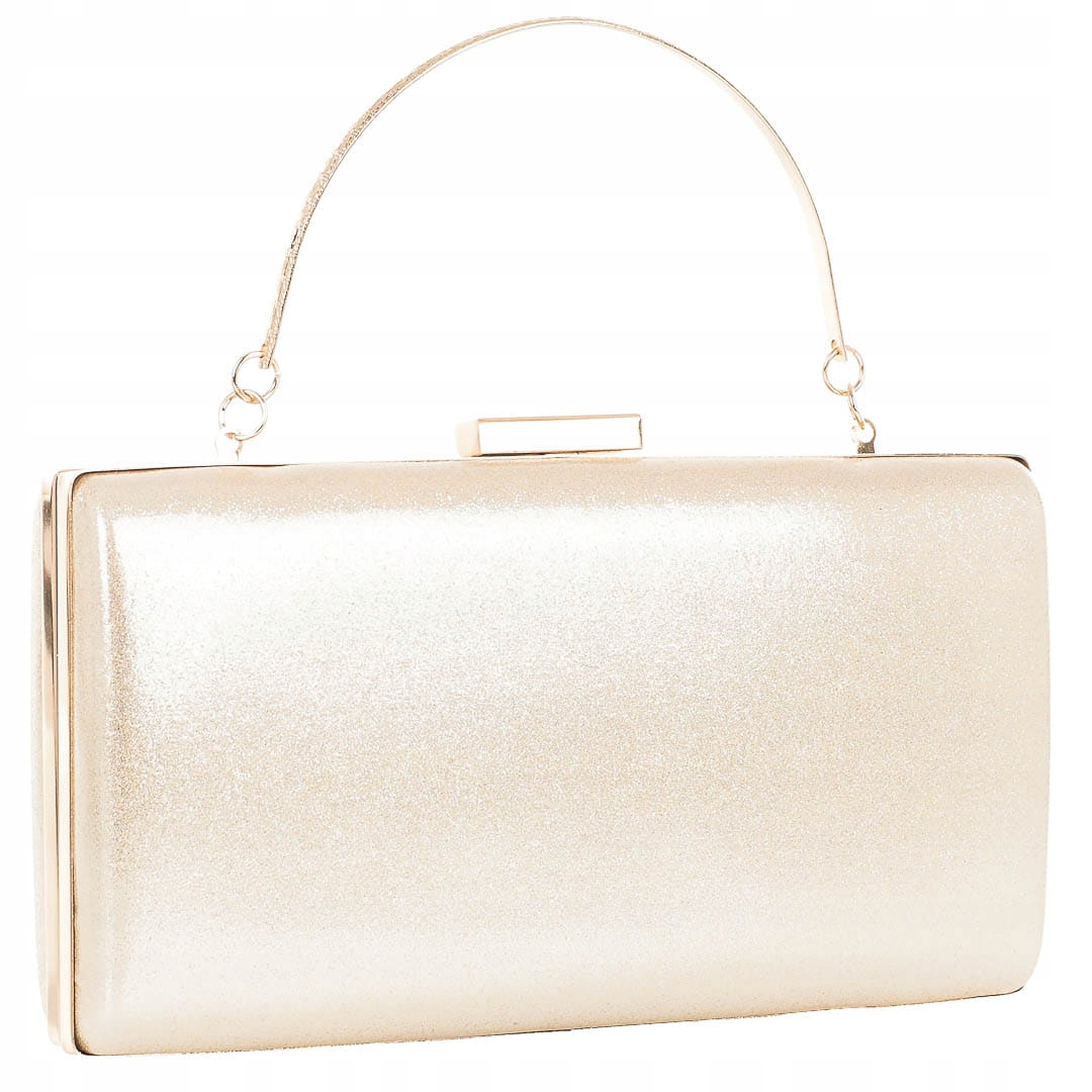 Kopertówka złota brokatowa metalowa krótka rączką i długi łańcuszek