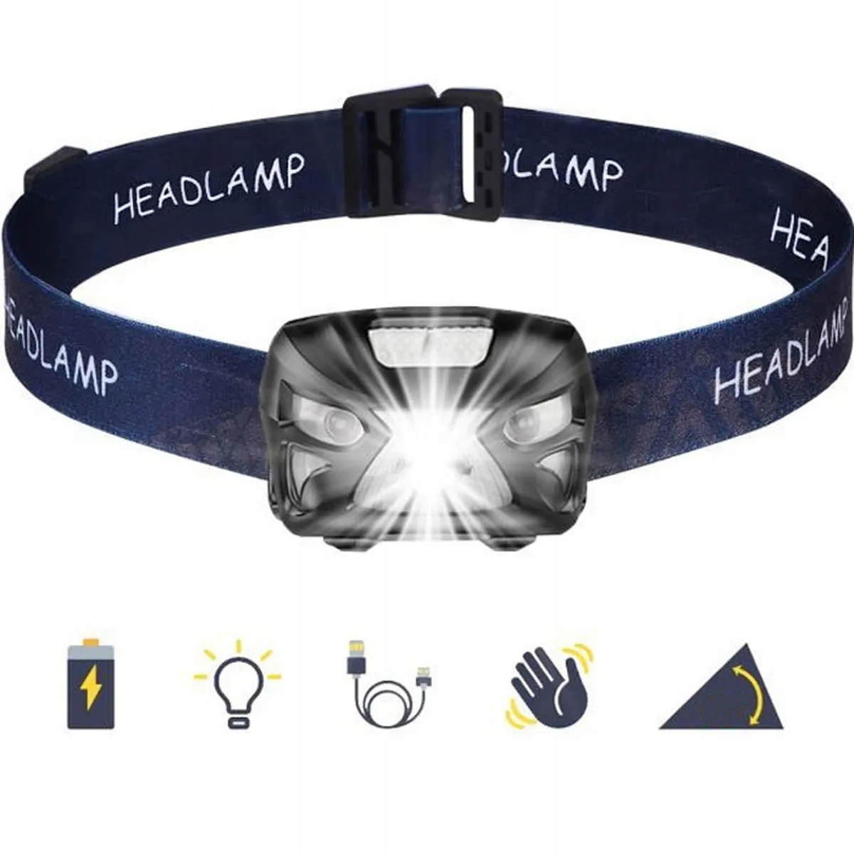 LATARKA MOCNA LED CZOŁOWA TAKTYCZNA CZOŁÓWKA USB Źródło światła LED