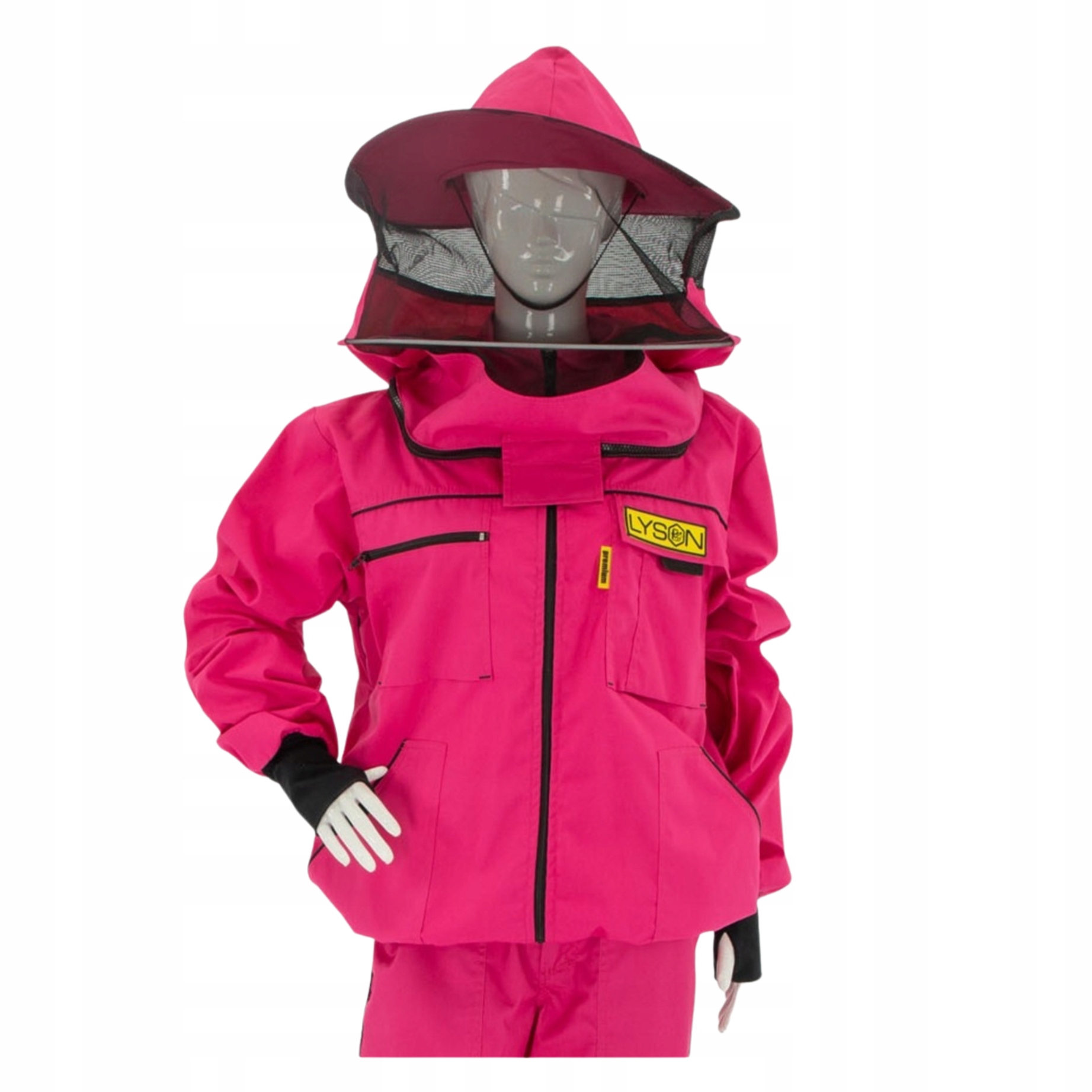 Včelárska Bluza s klobúkom Premium, ružová, rozopínateľná, XL, Dámska