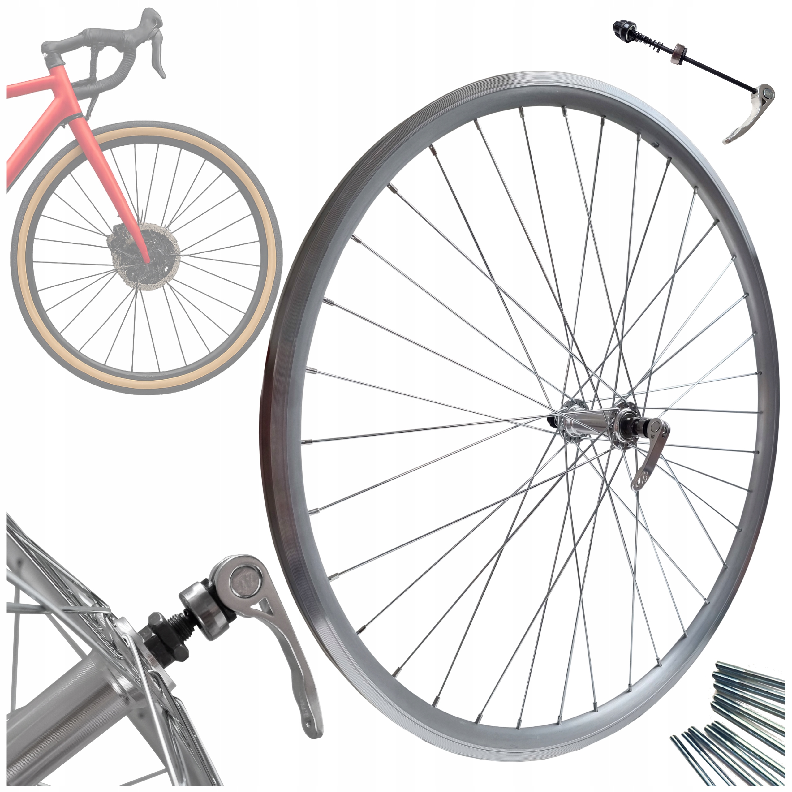Koło rowerowe przednie przód 28 cali EpiCycle Rivo 19 Vb EP-01BS Qr srebrny