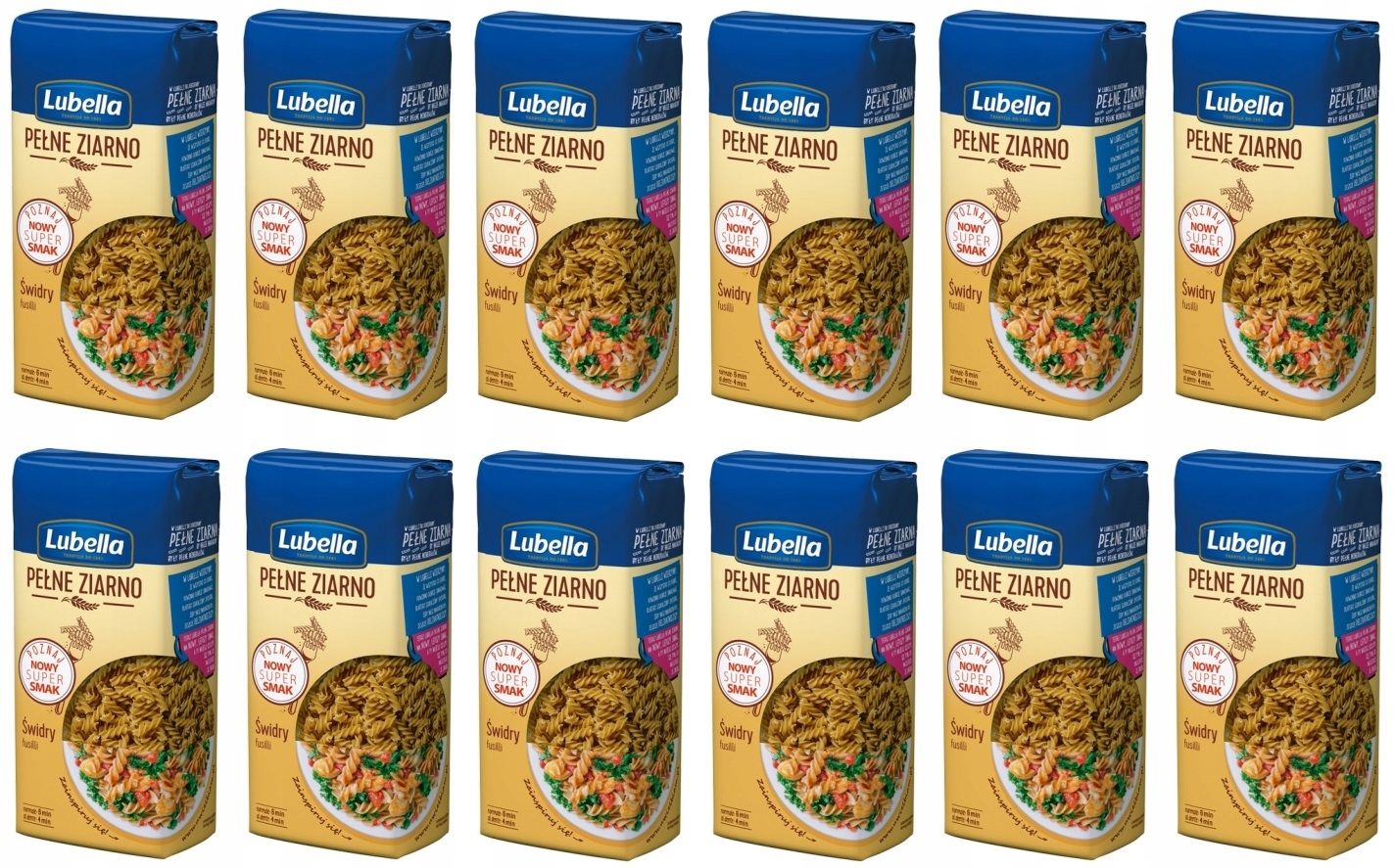 12 x 400 g Lubella Plné zrno Těstoviny fusilli Karton
