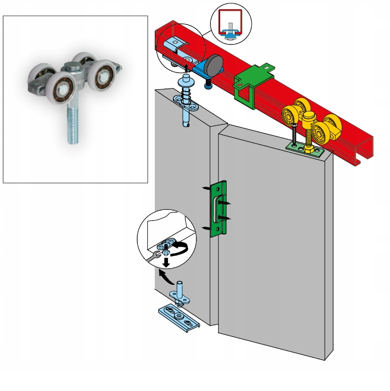 System do drzwi składanych 2x40kg S100 FOLD - 140cm Kod producenta S100 FOLD/t-1,4/KG-3