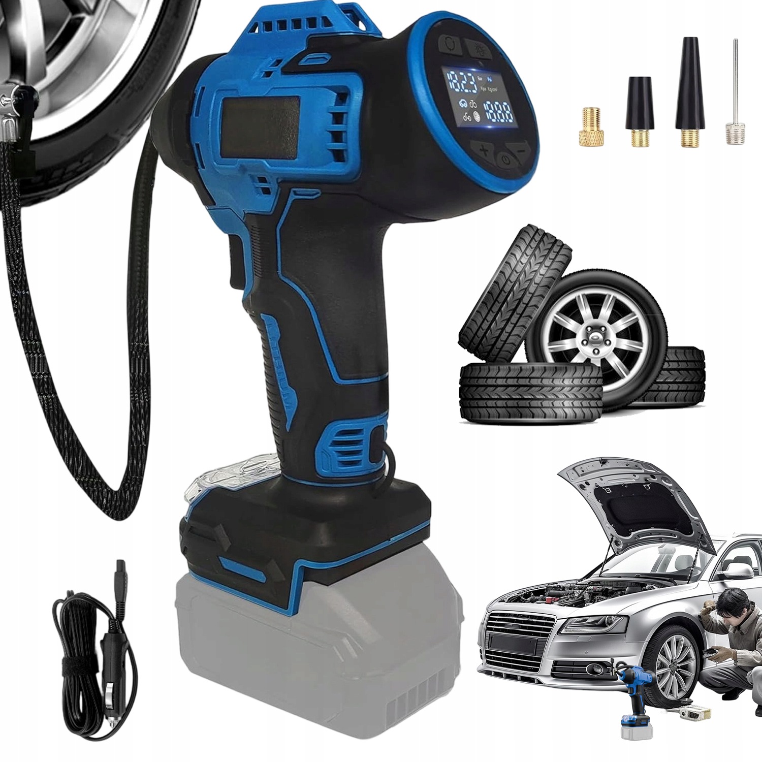 Kompresor Vzduchová Pumpa Pro Makitu 18V 12V Digitální Led Manometr