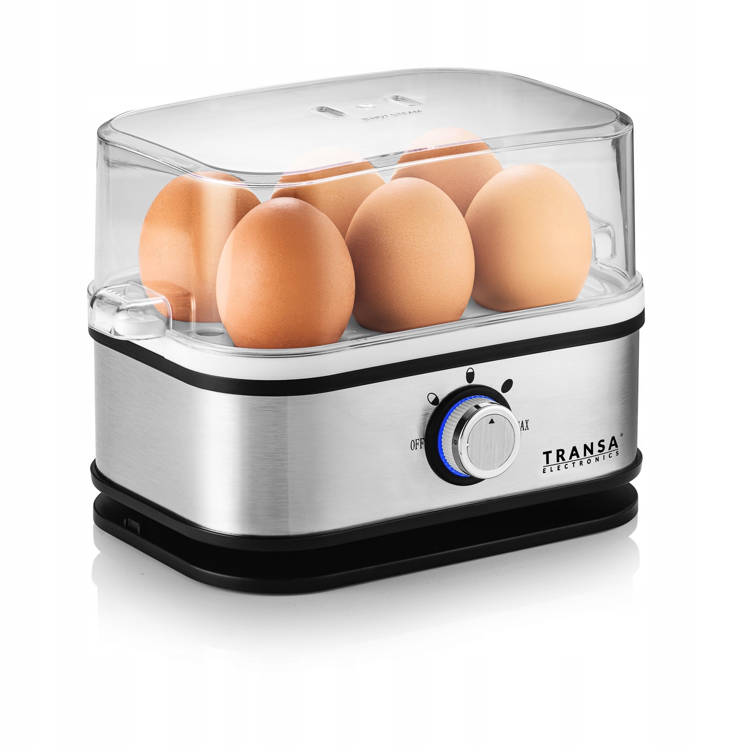 Jajowar do gotowania 6 JAJEK 3 STOPNIE POZIOMU TWARDOŚCI Automat EggCooker Marka Transa Electronics