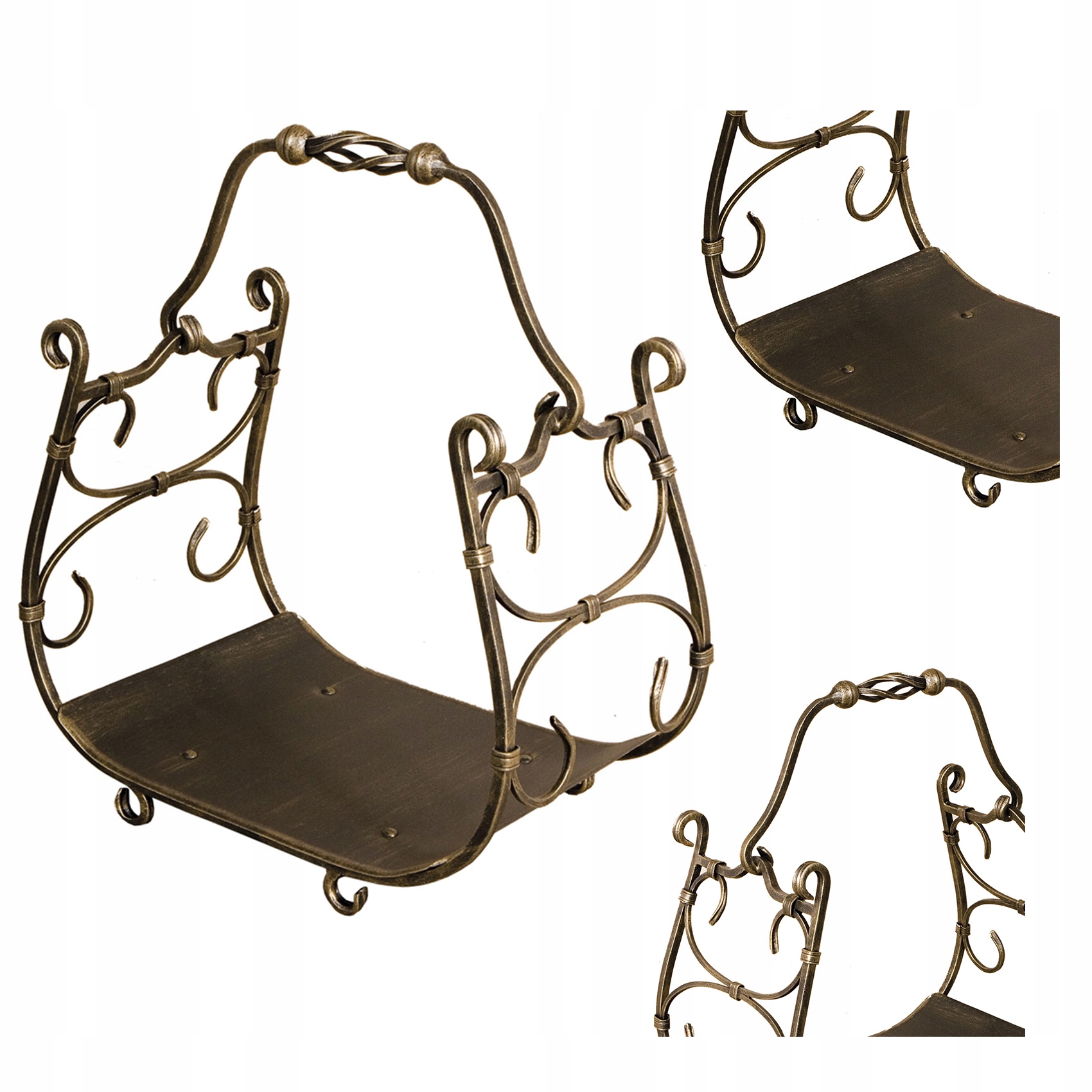 KOSZ NA DREWNO DO KOMINKA PIECA CEPELIN METALOWY KUTY ZŁOTY