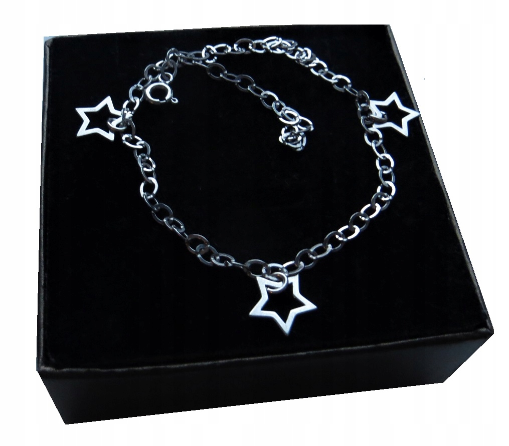 

Srebrna bransoletka na nogę 3 mm gwiazdki 925