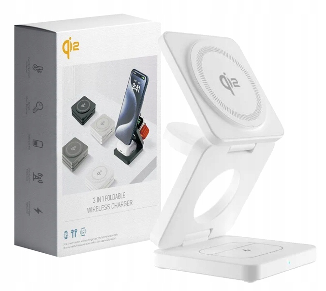 Skládací Indukční Nabíječka Qi2 15W 3v1 Magsafe Iphone Airpods Apple Watc