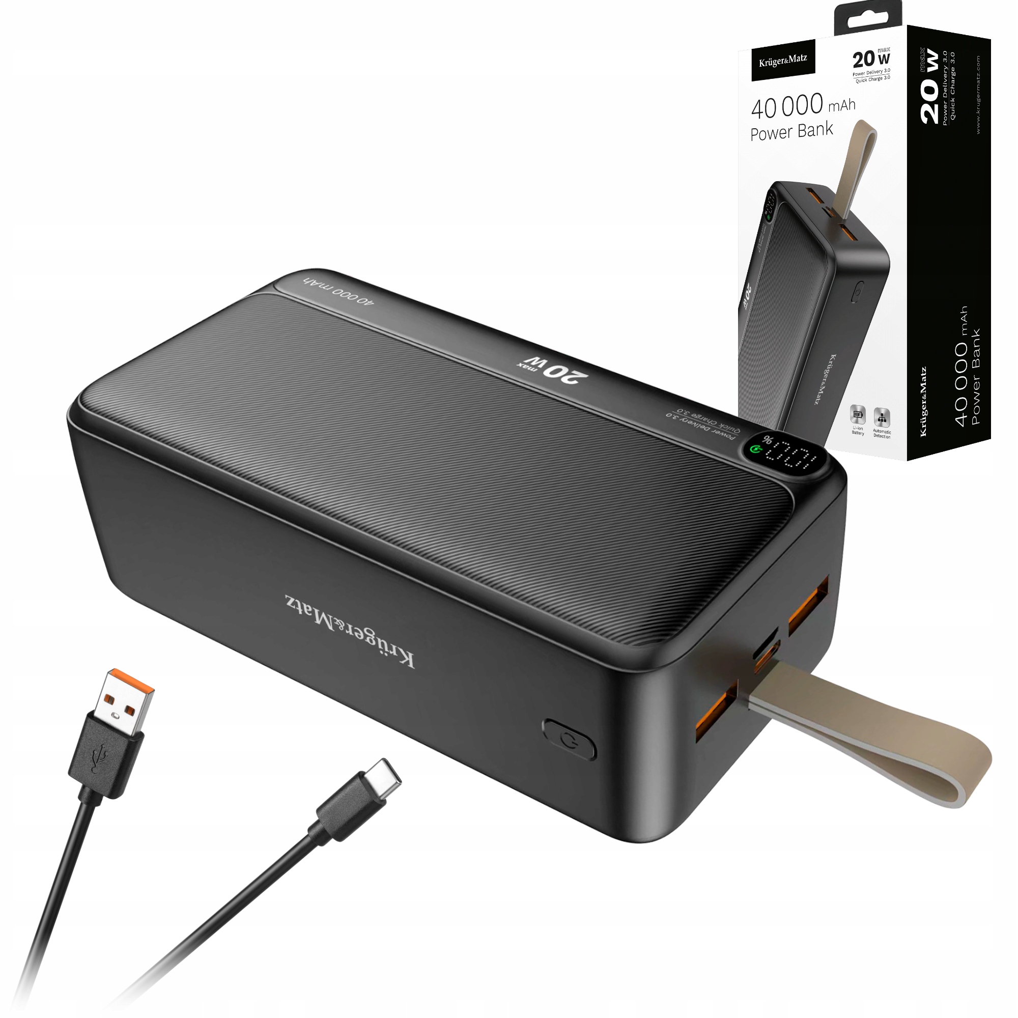 Powerbanka 40000mAh 20W Qc Pd Usb-c Kruger&Matz