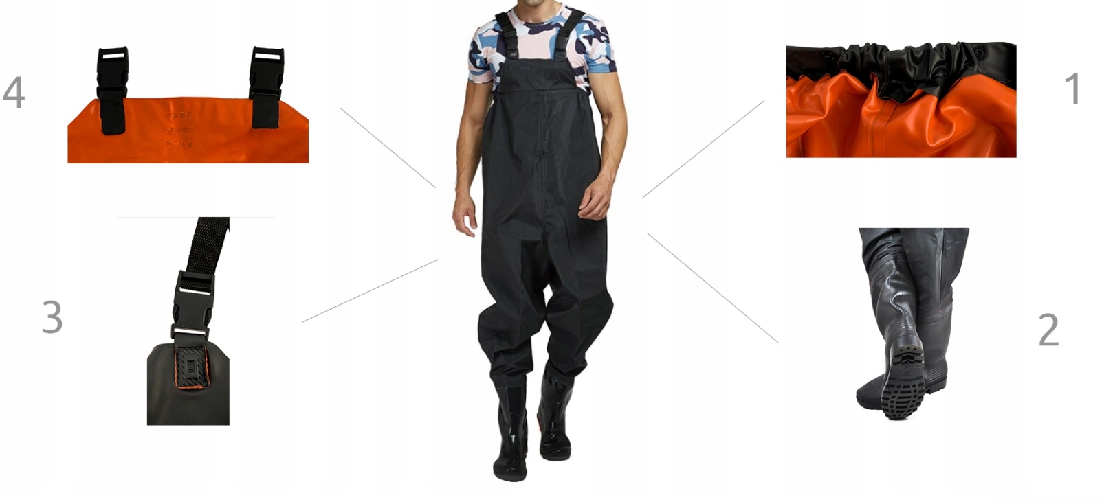 WODERY SPODNIE WĘDKARSKIE 44 SPODNIOBUTY SZELKI HQ Zawartość kompletu spodnie