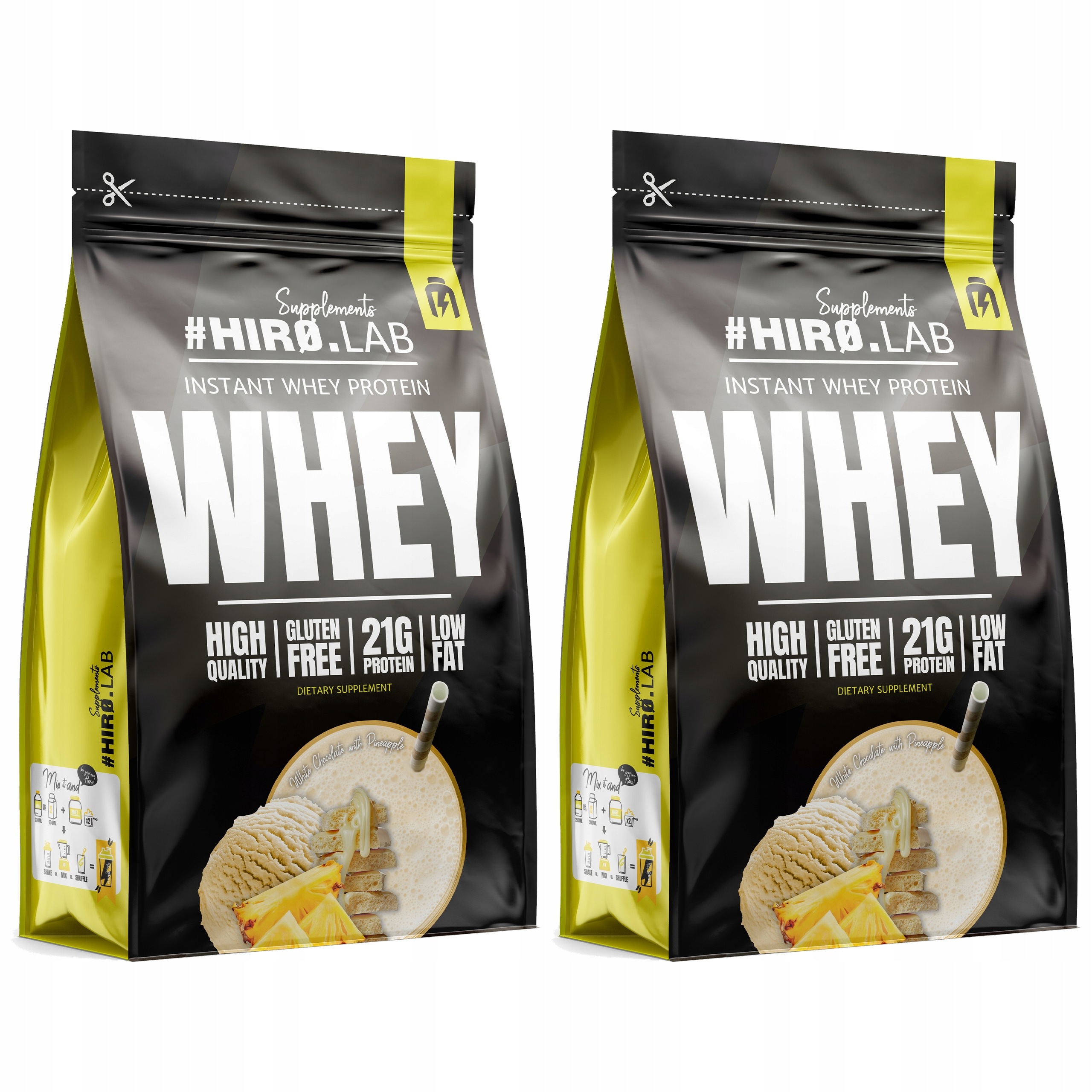 2x syrovátkový protein Wpc Instant Whey Protein 750 g Bílá Čokoláda Ananas H