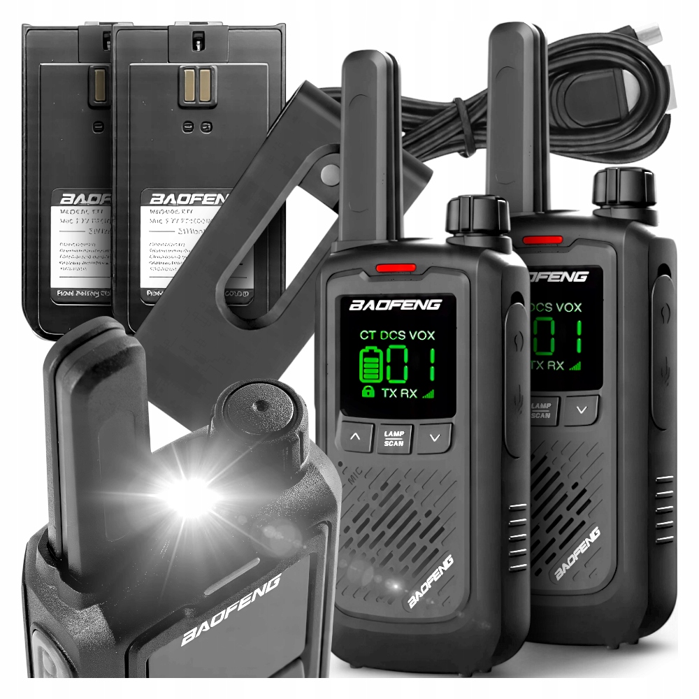 2x krótkofalówka Baofeng BF-T17 walkie talkie + żółta zasięg do 10 km