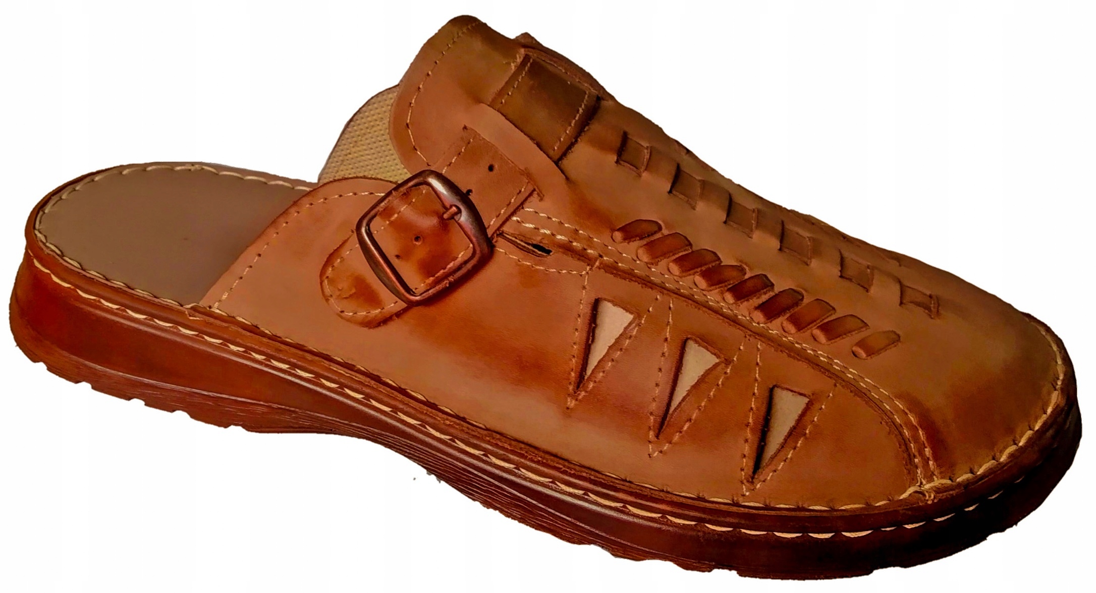 

Klapki skórzane męskie Polskie skóra brązowe 40