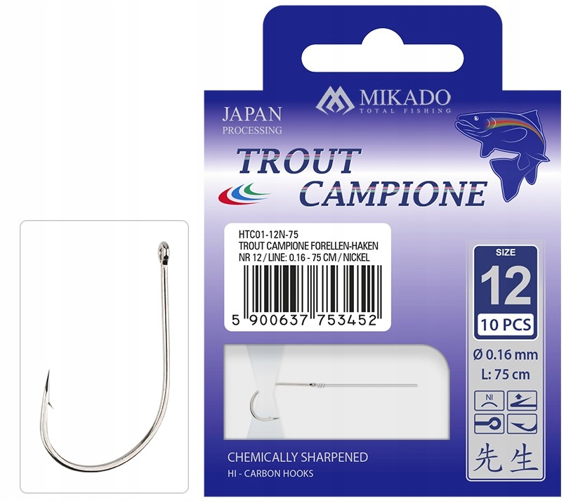 HACZYK TROUT CAMPIONE nr 4 / line: 0.25 - 150 cm / NICKEL - op.10szt.