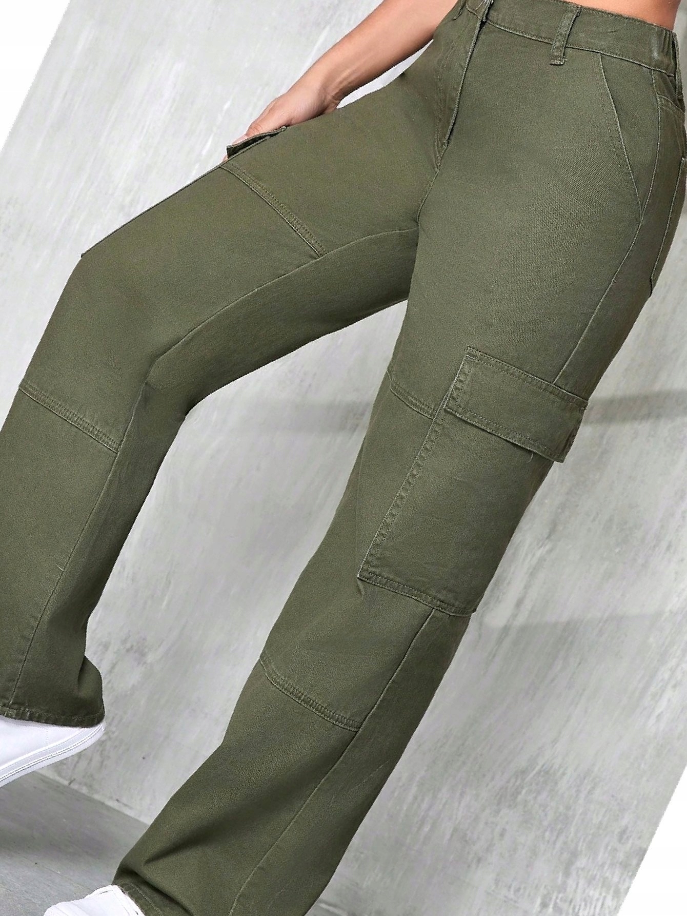 Dámské zelené bavlněné džíny Kapsáče Tall Denní velikost M 38