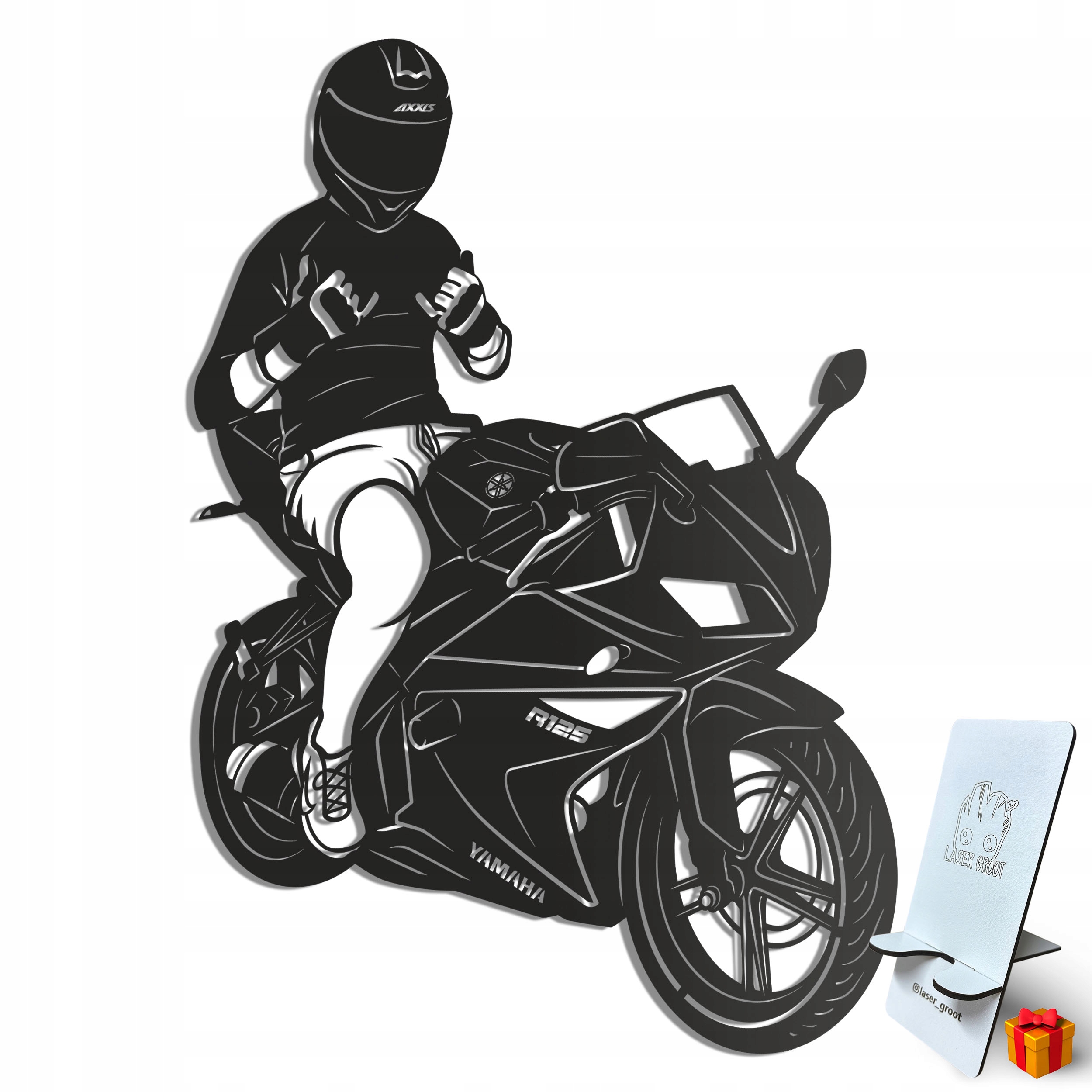 Dřevěný 3D obraz Yamaha R125 Nástěnná Dekorace Dárek XL