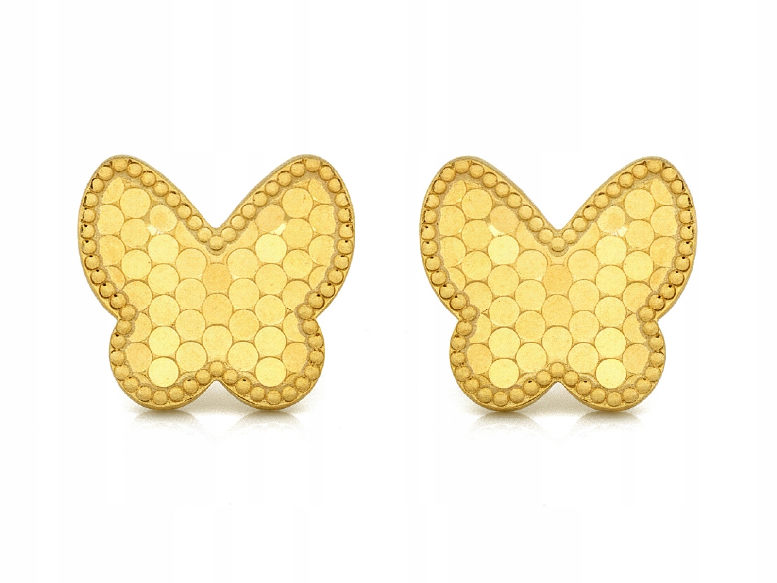 Zlaté Ženské Náušnice 585 zlaté motýlky na tyčince, včelí plástve pro ni