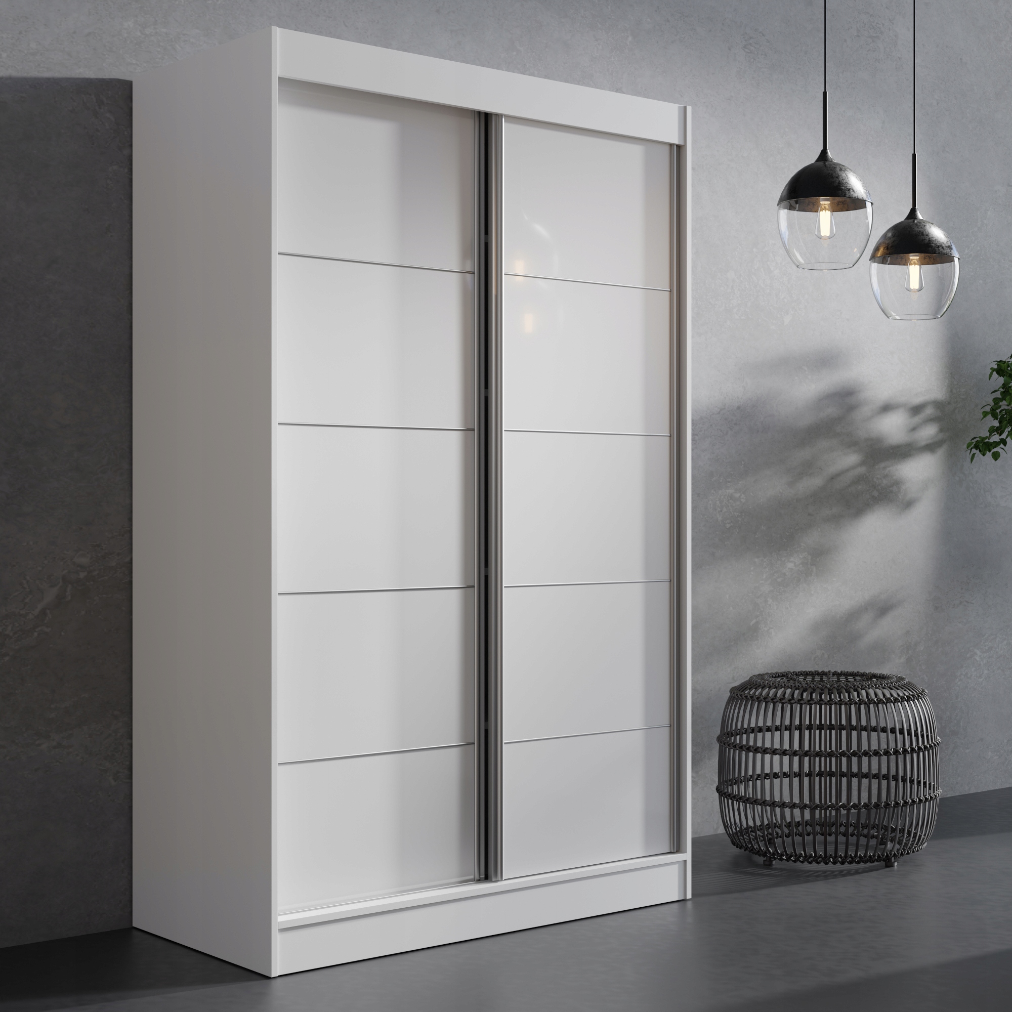 Szafa przesuwna Como 2D 120 Biała (lacobel)