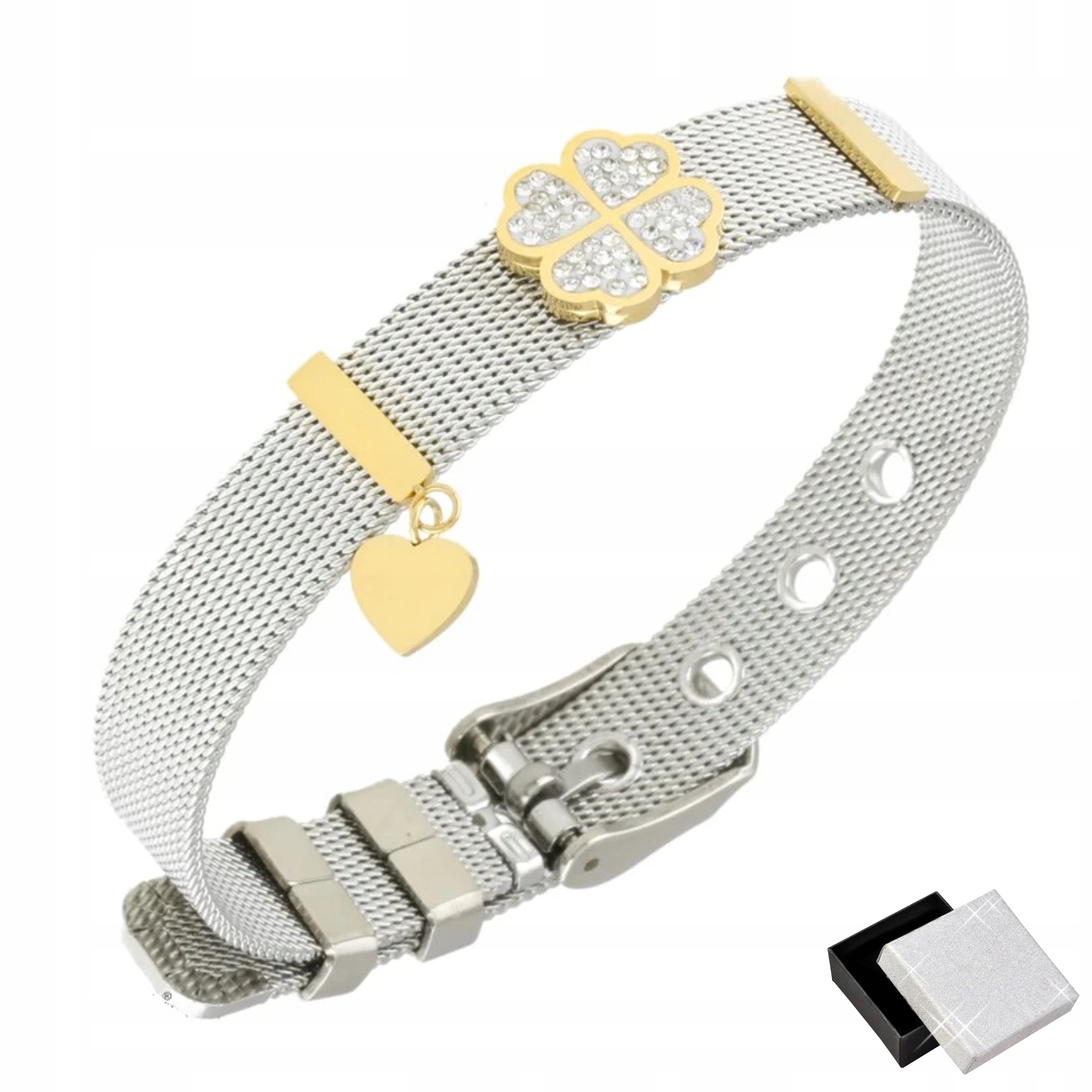 

Srebrna Bransoletka Koniczynka +18K