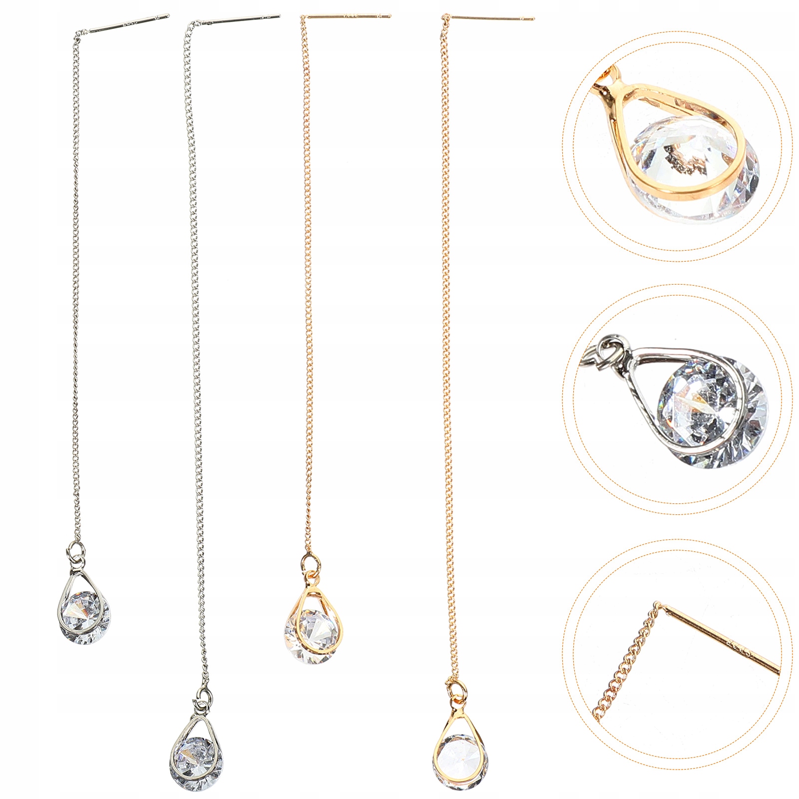 2 PARY KOLCZYKÓW NA ŁAŃCUSZKU KOLCZYKI Z frędzlami Marka bez marki