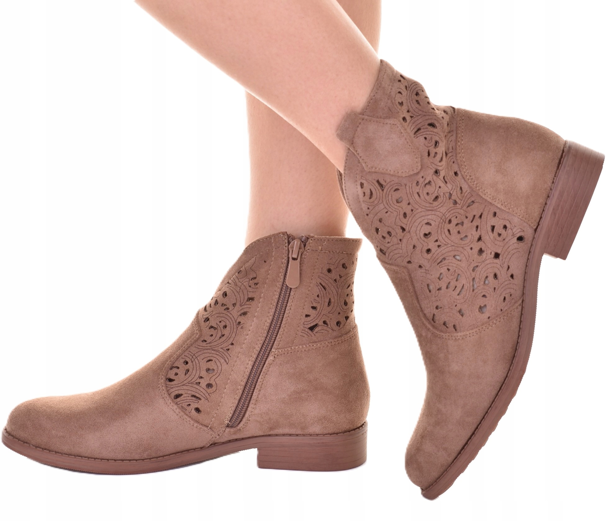 Dámské Kotníkové Boty Semišové Elegantní Kovbojské Boty Na Klasickém Podpatku