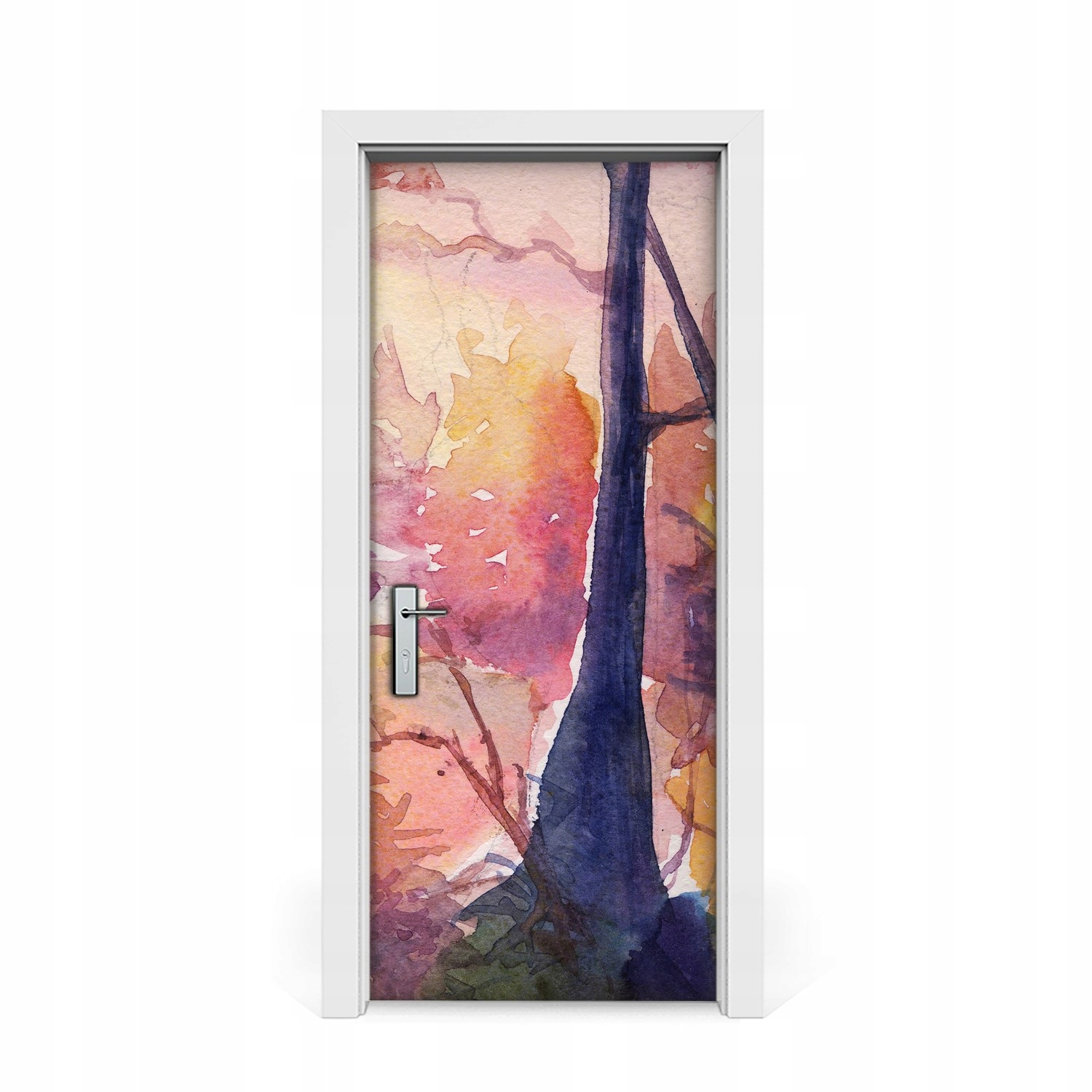 

Okleina naklejka drzwi Las, zachód słońca 85x205