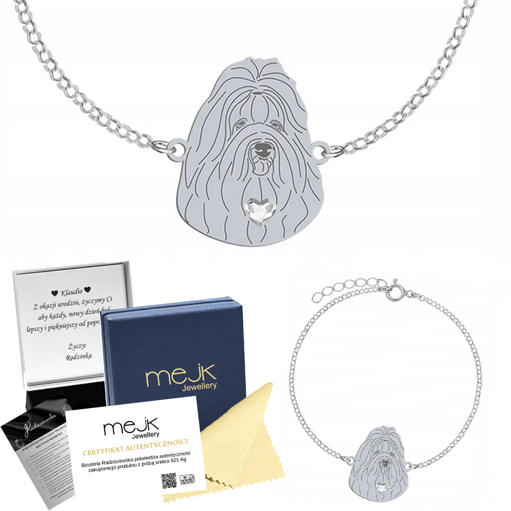 Stříbrný náramek s psem Coton de Tulear 925 Šperky Dárek Gravírování