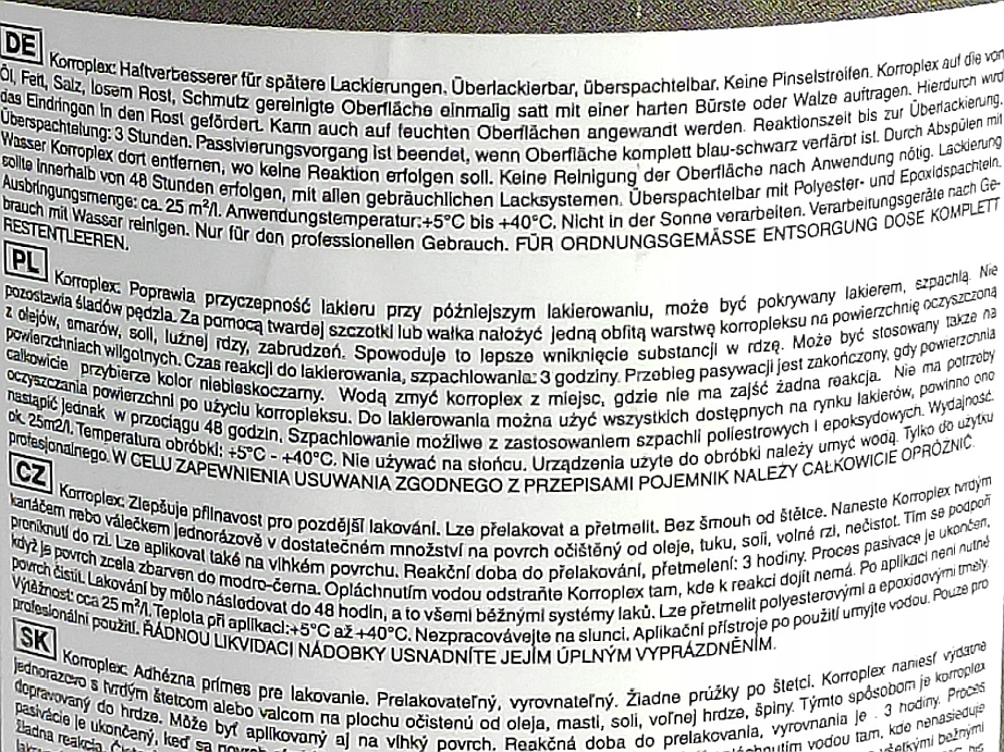 FORCH L237 KORROPLEX PREPARAT ANTYKOROZYJNY 1L + PĘDZELEK Producent Forch