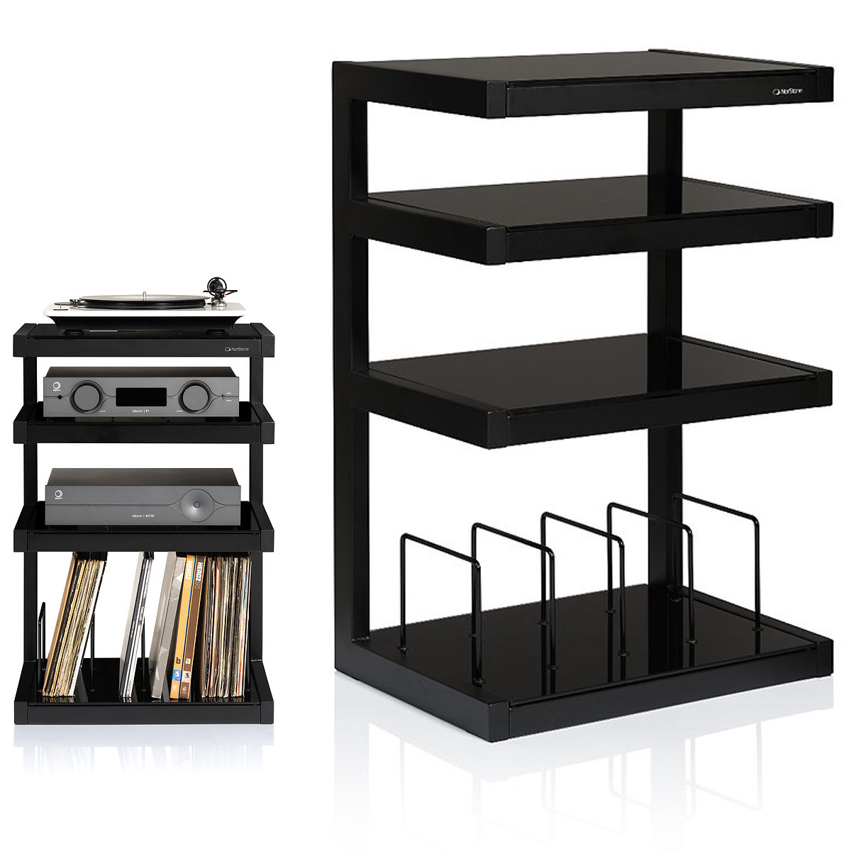 Norstone Esse Hifi Vinyl Hi-Fi Audio Stolík 570 x 860 x 400 mm Black Glass