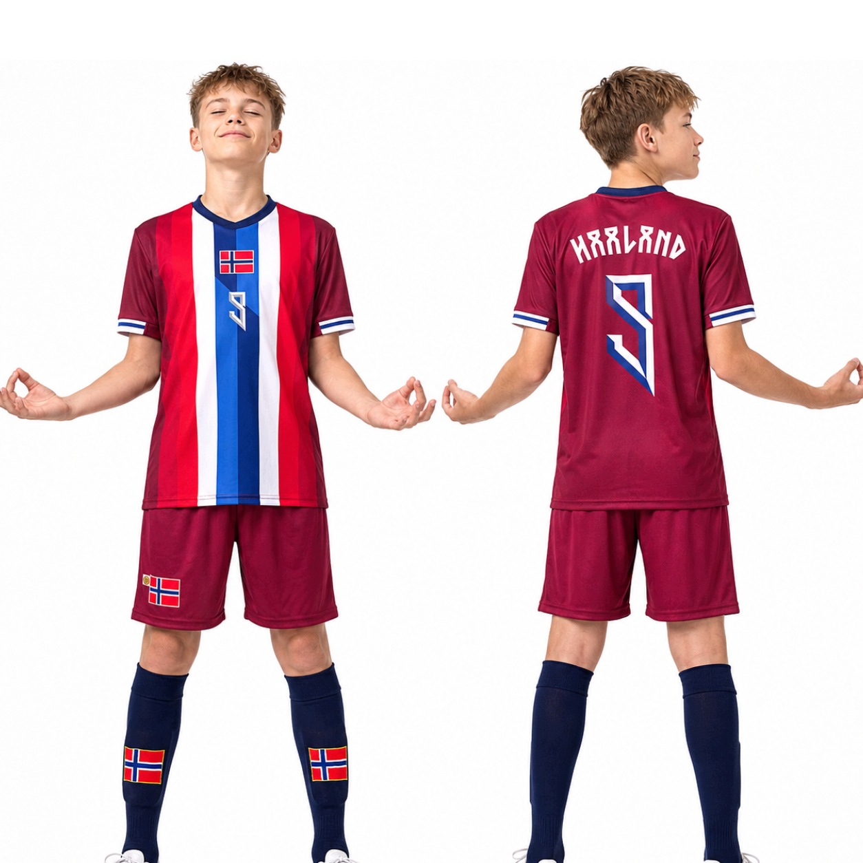 Haaland Norwegia – Strój Piłkarski Getry – Komplet Sportowy 122 CM