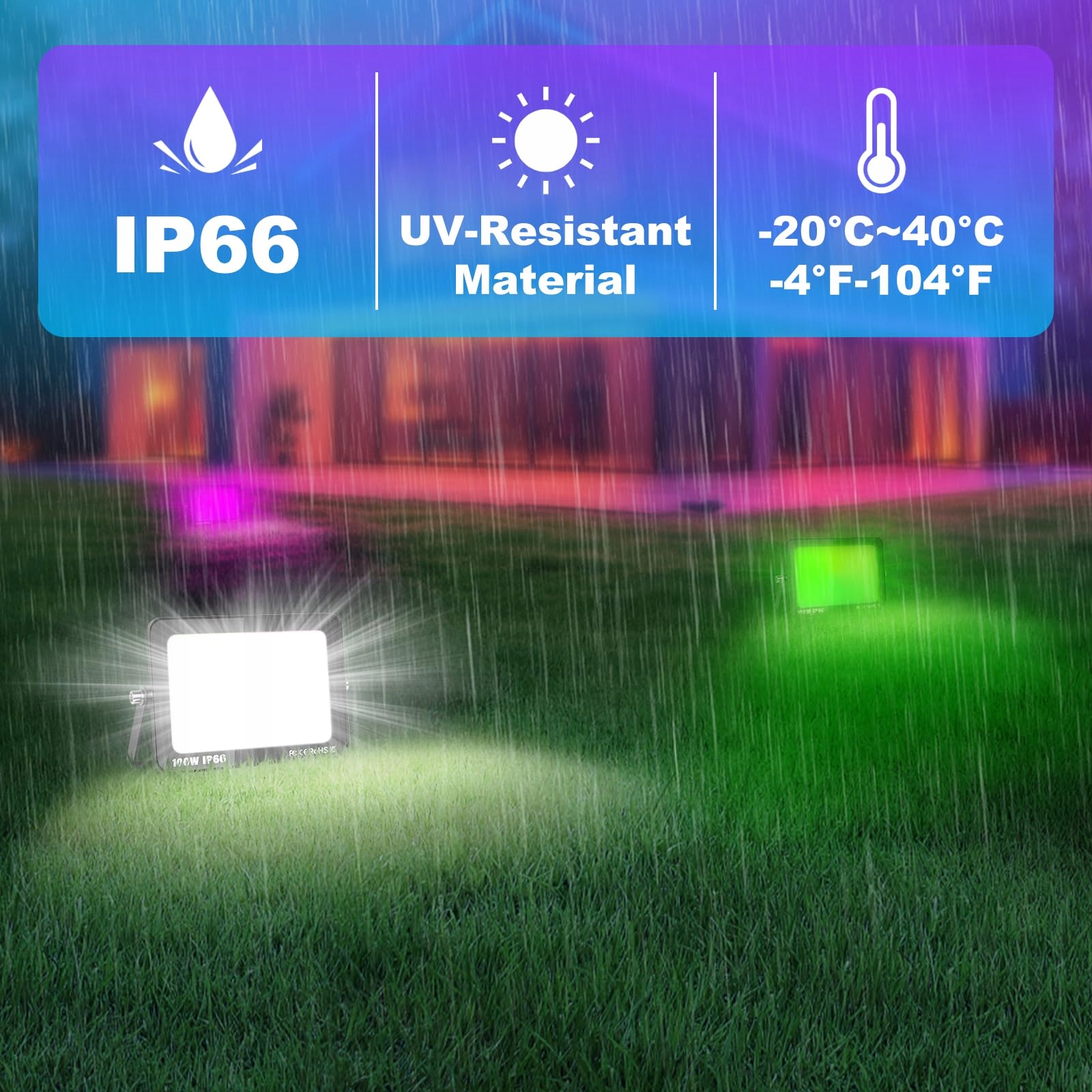 SKYWORLD 2x30W RGB LED Reflektor Smart Fluter APP Sterowanie Wodoodporny — miniatura 6