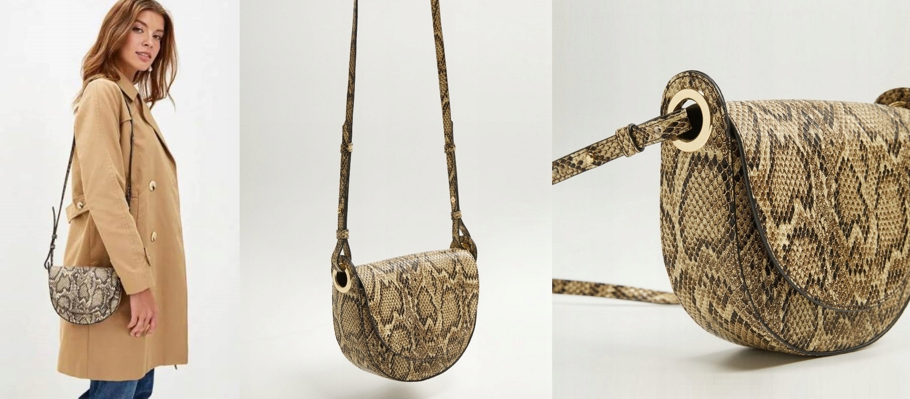 

Mango mała Torebka Snake Print złote kółka