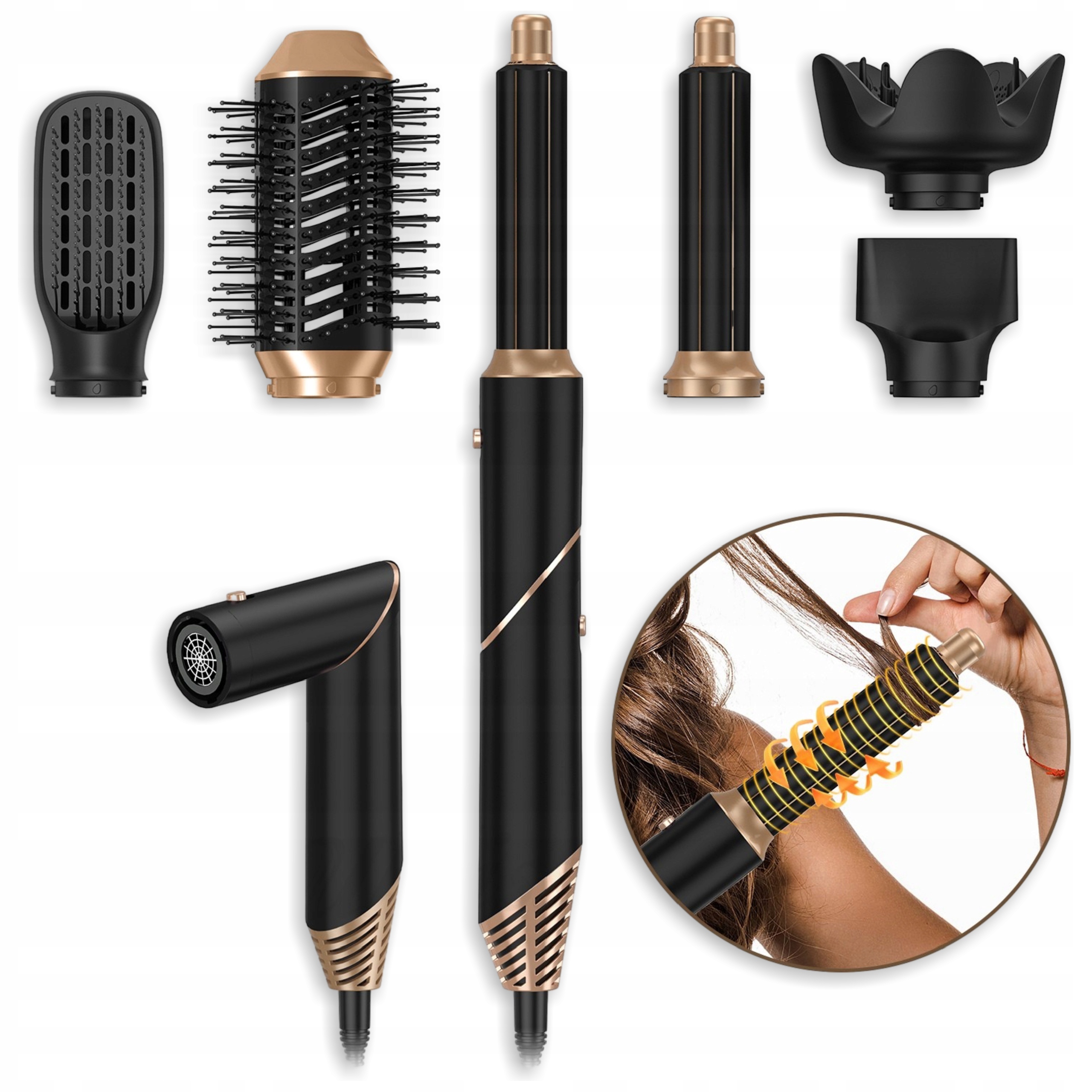 Vysoušeč vlasů 6v1 Tichý 1000 W Sada pro styling s funkcí kulmování