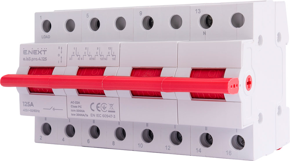 Přepínač síť-agregát tři pozice 1-0-2 4p 125A 230V/415V