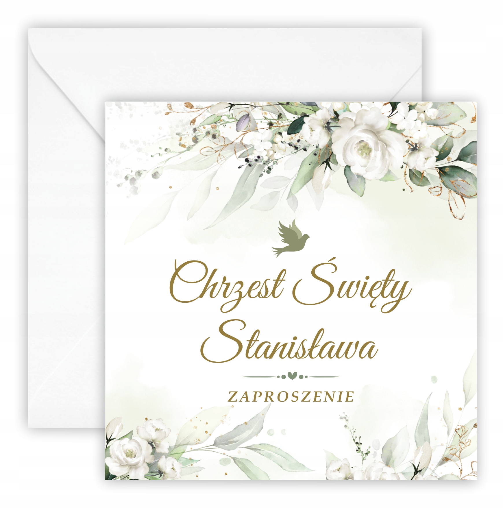 ZAPROSZENIA NA CHRZEST + IMIĘ + KOPERTA + SZNUREK Szerokość produktu 14 cm