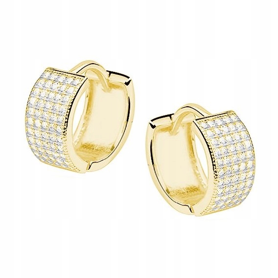 Stříbrné Náušnice p925 Pozlacené s zirkony 5 řad Kolečka Anglická kola