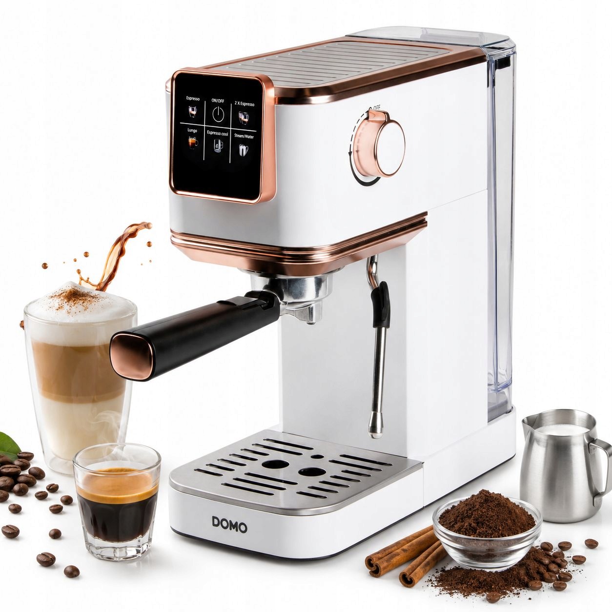 Domo DO746K Kávovar 1350W, 3v1, 20 bar, cappuccino espresso