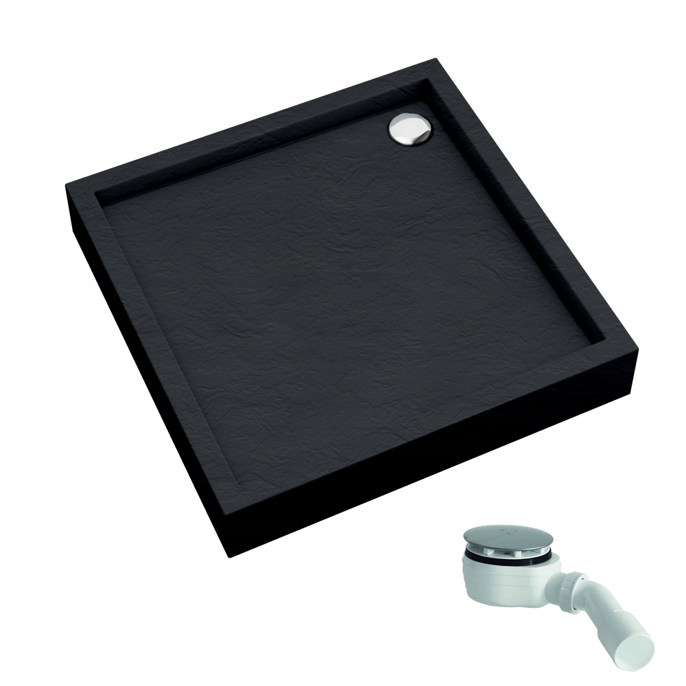 Schedline Brodzik Favory Plus Black Stone 90x90 czarny struktura kamienia