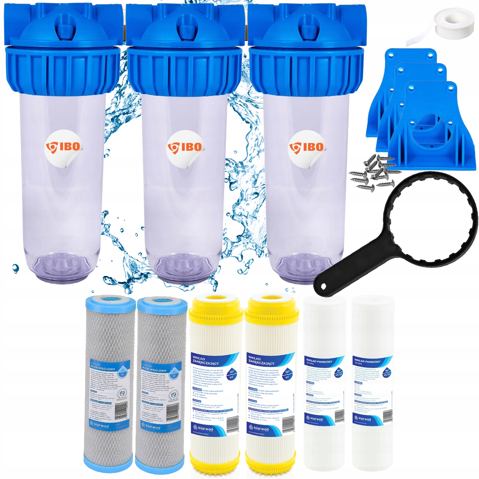 Předfiltr Na Vodu Pro Celý Dům 3-STUPŇOVÝ Změkčovač 1/2 Sada Filtrů