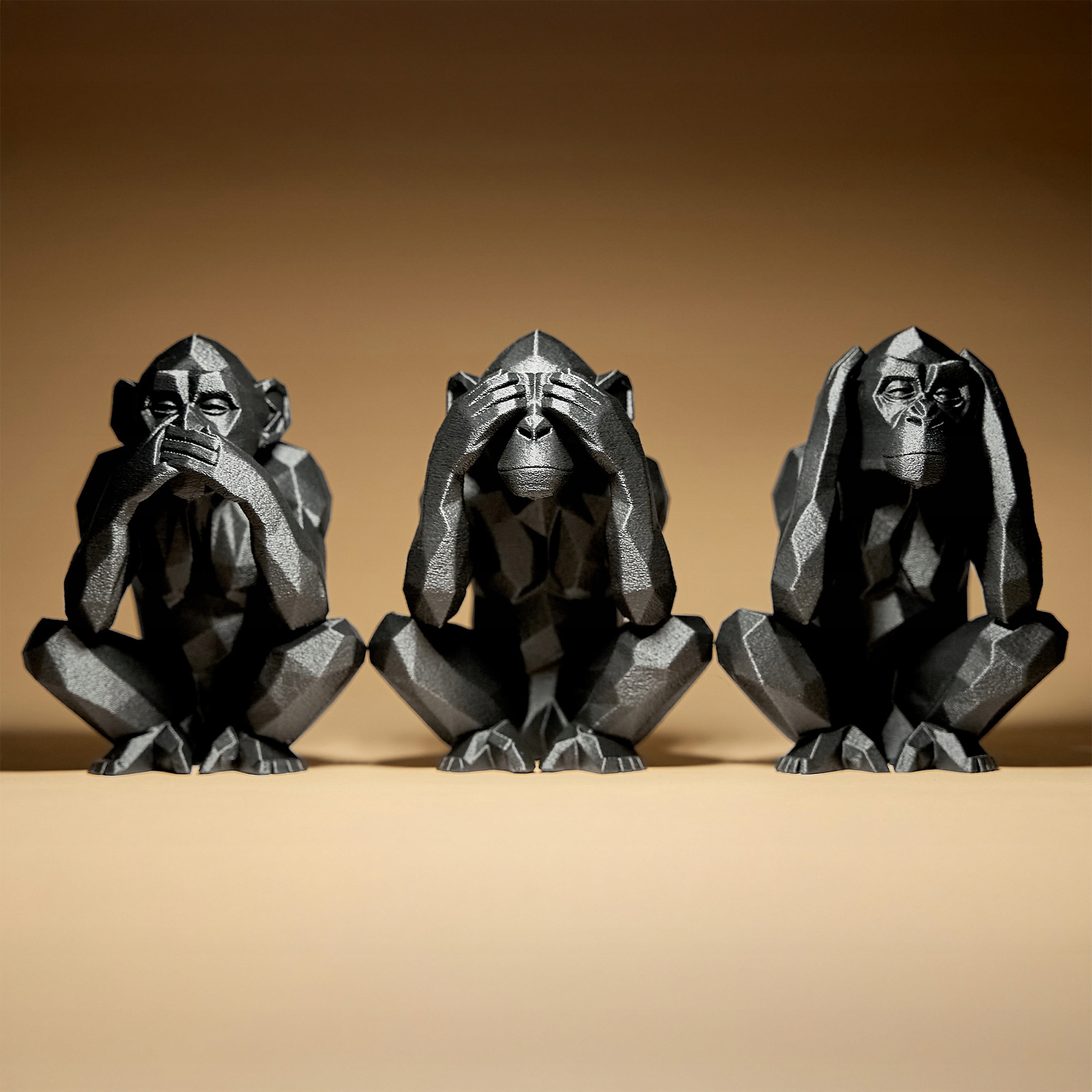 Tři chytré opičky Geometrické figurky Sošky Dekorace 3D tisk 10 cm