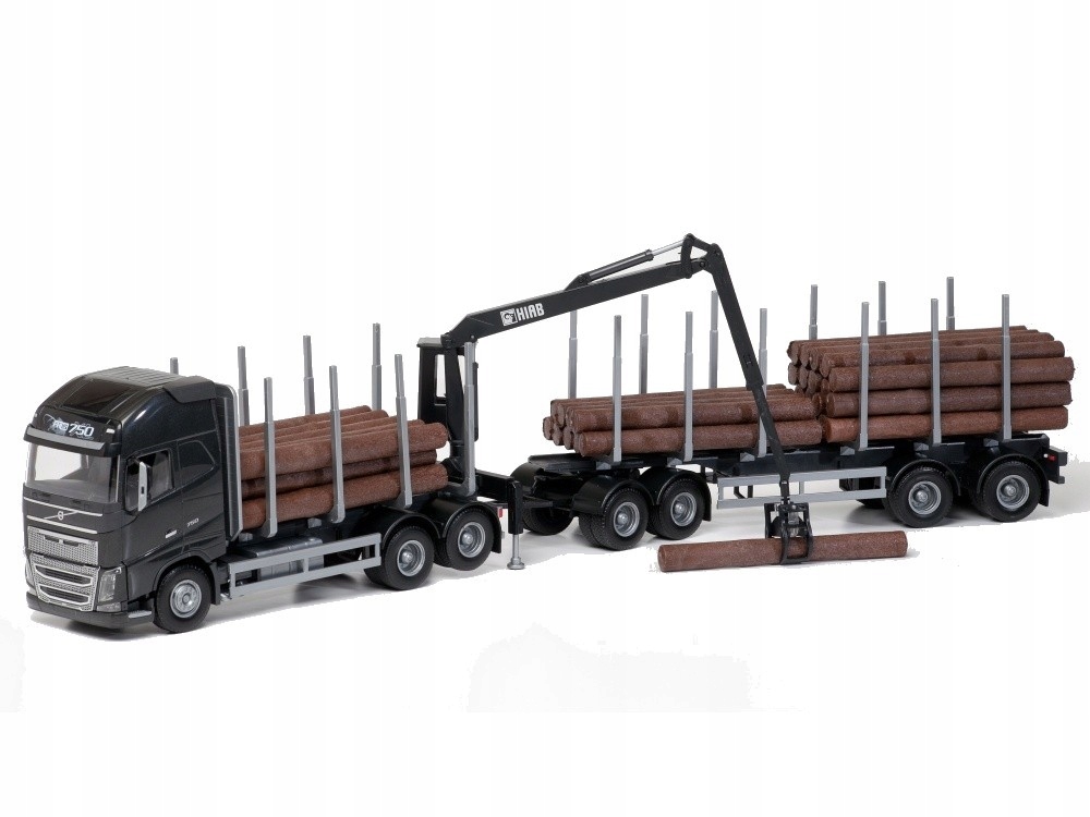Emek 71303 Volvo FH16 750 XL přepravka dřeva černá přívěs 4 os.