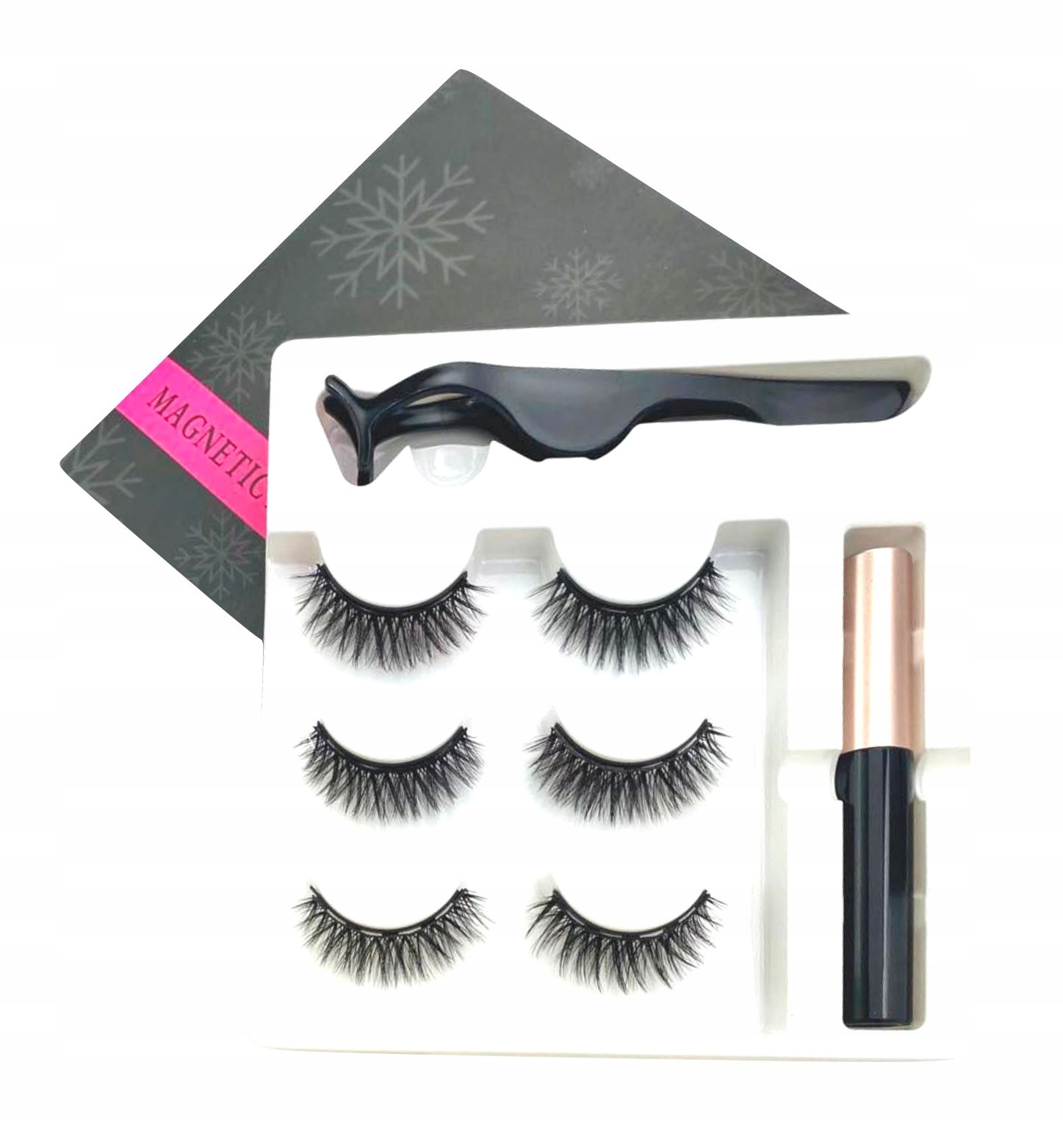 3 pary RZĘSY MAGNETYCZNE+Pęseta+Eyeliner