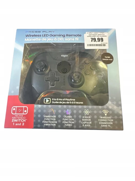 NINTENDO SWITCH WIRELESS LED GAMING CONTROLLER - BLACK